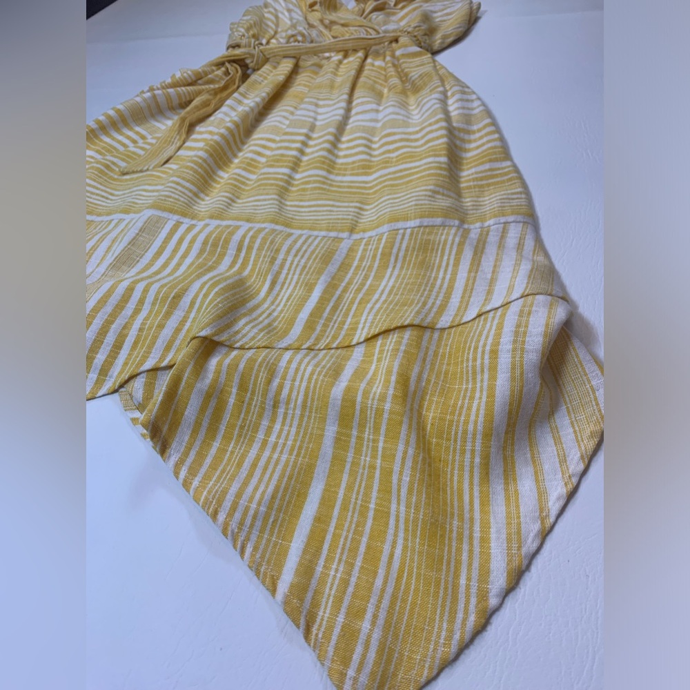 June and Hudson white and yellow stripe wrap midi dress size 1 (bin T) - Picture 7 of 10